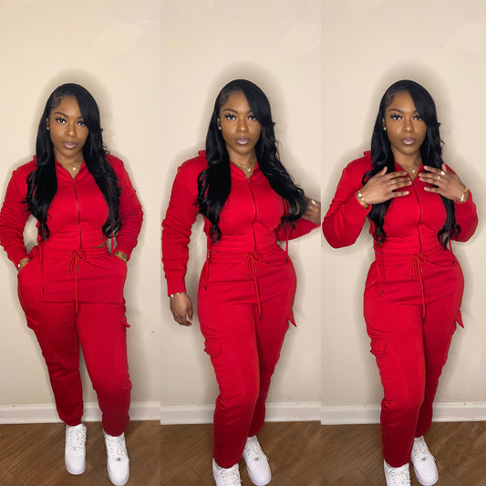 Red Jogger two piece set